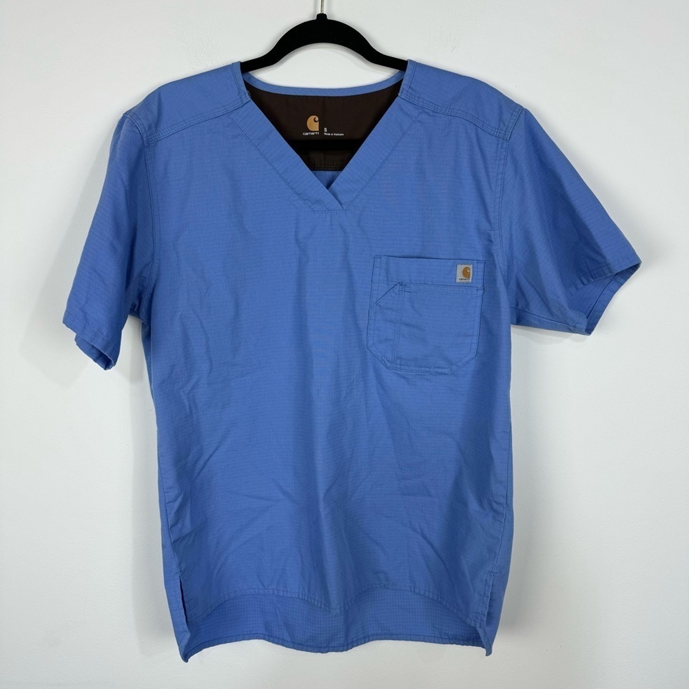 Carhartt Blue Short Sleeve Scrub Top Nurse Healthcare